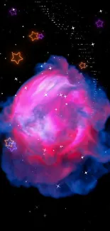 Vibrant galaxy wallpaper with pink nebula and stars.