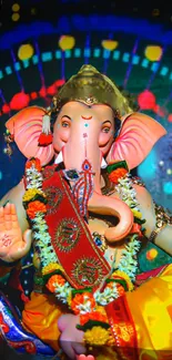 Vibrant Ganesha artwork with colorful details and intricate design.