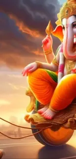 Colorful depiction of Lord Ganesha in vibrant artistic style.