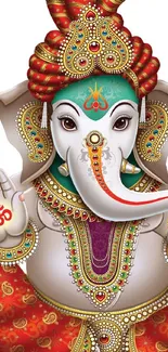 Artistic depiction of Ganesha with vibrant colors and intricate details.