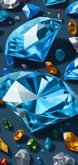 Vibrant abstract art with colorful gemstones in dynamic layout.