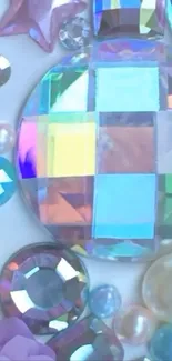 Colorful abstract art with gemstones in vibrant hues, perfect for mobile screens.