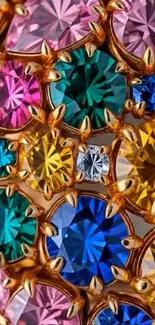 Vibrant abstract art with colorful gemstones.