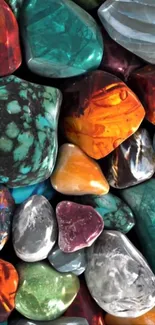Assorted colorful polished gemstones mobile wallpaper.