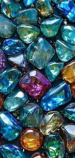 Colorful gemstones arranged in a vibrant pattern.