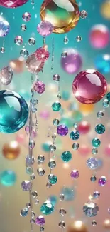 Colorful gemstone mobile wallpaper with vibrant sparkling gems.