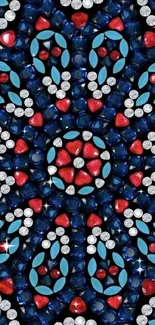 Vibrant red, blue, and white mosaic phone wallpaper.