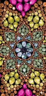 Colorful mobile wallpaper with ornate gemstone pattern.