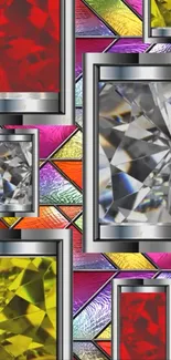 Colorful gemstone pattern wallpaper with metallic accents.
