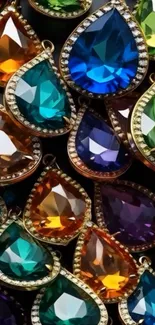 Vibrant gemstones in various colors and shapes