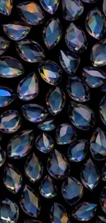 Vibrant gemstone pattern on black background.
