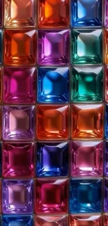 Colorful gemstone squares wallpaper for mobile phone.