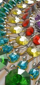 Colorful gemstone pattern mobile wallpaper with vibrant gems.