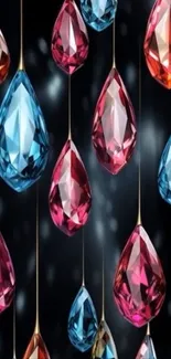 Vibrant colored gemstone pattern wallpaper.