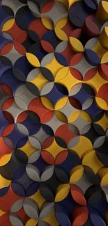 Colorful abstract geometric patterned wallpaper.