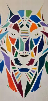 Colorful geometric animal art on a modern phone wallpaper.