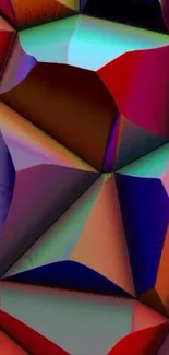 Colorful geometric abstract shapes wallpaper with vibrant lighting.