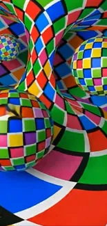 Colorful geometric spheres and patterns wallpaper