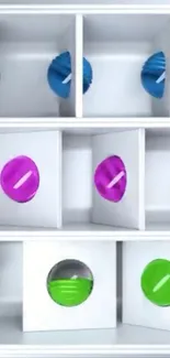 Colorful geometric balls wallpaper with abstract design.