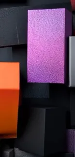 Colorful geometric blocks with textured surface.