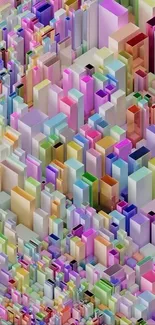 Colorful 3D geometric blocks in abstract design.