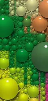 Colorful geometric bubbles in abstract design wallpaper.