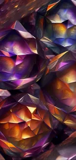 Colorful faceted geometric crystal art design.