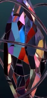 Colorful geometric crystal mobile wallpaper design.