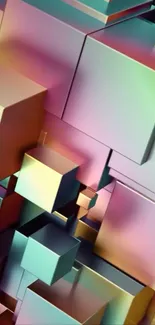 Colorful 3D geometric cubes phone wallpaper.