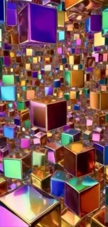 Abstract wallpaper with colorful 3D geometric cubes