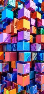 Colorful geometric cube wallpaper for mobile.