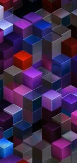 Colorful geometric cubes create a vibrant 3D wallpaper with a modern aesthetic.