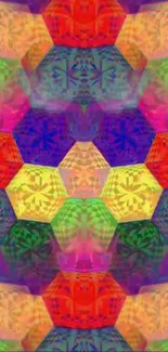 Colorful kaleidoscope pattern, vibrant geometric design.