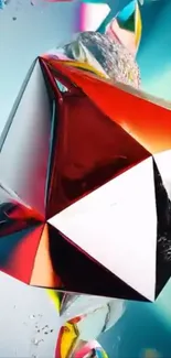 Colorful geometric abstract art wallpaper with dynamic shapes.