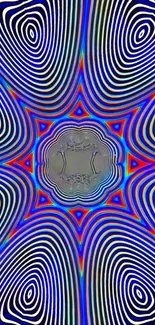 Colorful geometric pattern wallpaper with concentric circles in vibrant hues.