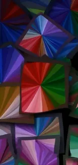 Vibrant colorful geometric shapes mobile wallpaper with a modern design.