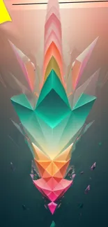 Colorful geometric pattern with gradient hues in a stylish mobile wallpaper.