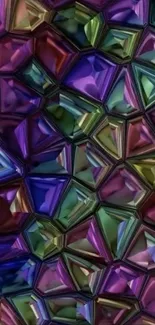 Colorful geometric pattern with multicolored tiles.