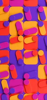 Colorful geometric pattern with vibrant shapes.