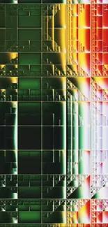 Vibrant geometric pattern wallpaper with bold colors.