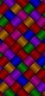 Colorful geometric pattern wallpaper with vibrant rainbow colors.