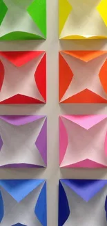 Colorful geometric pattern with vibrant shapes.