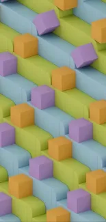 3D geometric pastel cubes on mobile wallpaper.