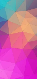 Vibrant geometric pattern with purple, pink, and blue hues for phone wallpaper.