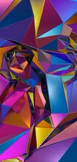 Vibrant geometric prism art wallpaper with colorful angles.