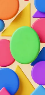Vibrant geometric shapes wallpaper for mobile.