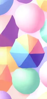 Vibrant wallpaper with colorful geometric shapes.