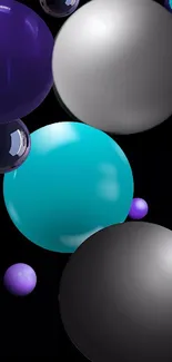Colorful 3D spheres on a black background.