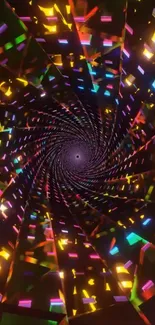 Colorful geometric spiral with vibrant colors and abstract design.