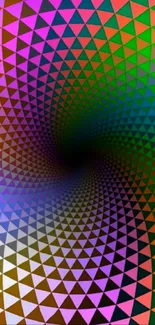 Colorful spiral geometric pattern wallpaper with a vibrant design.